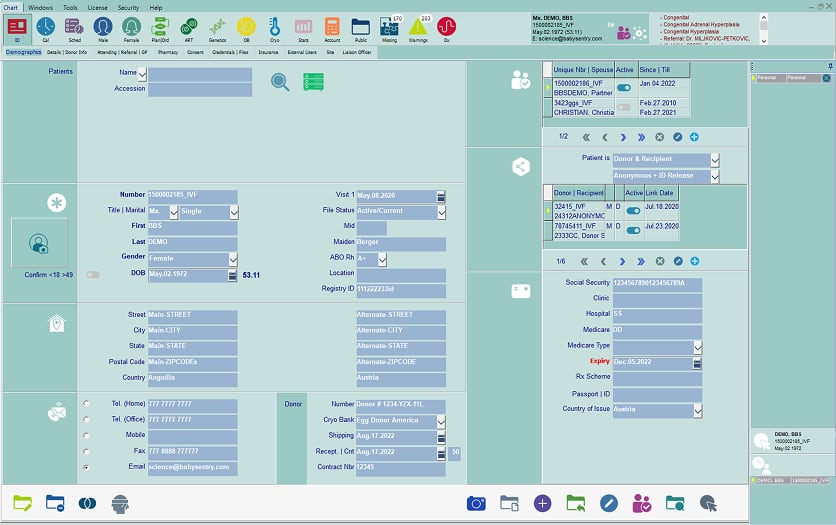 BabySentry demographics screen